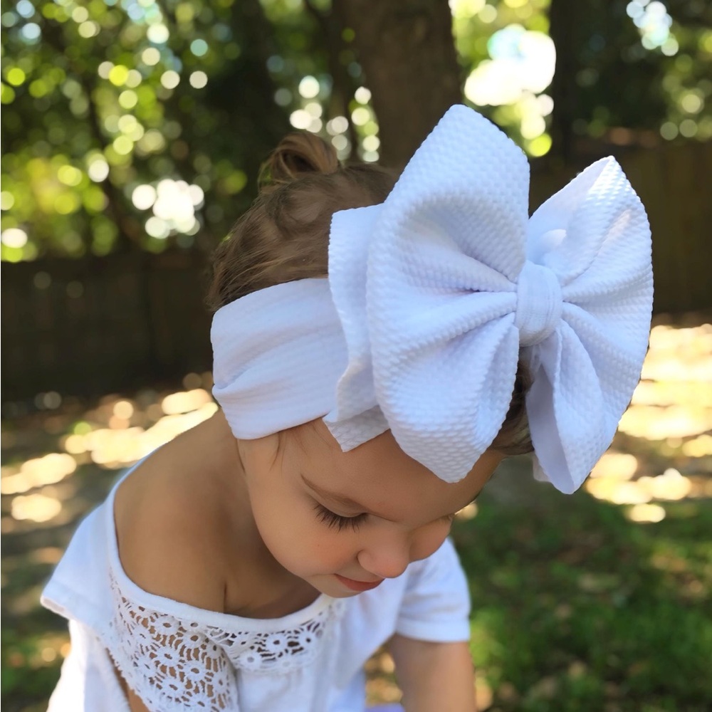 Charming White Bow Headband for Kids